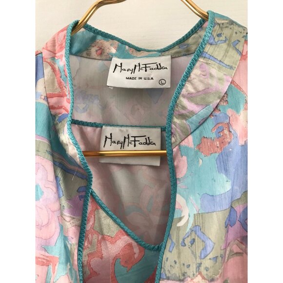 Vtg 1980's Mary McFadden Women's Lingerie Robe & Night Gown Set Abstract Pattern - Picture 6 of 10